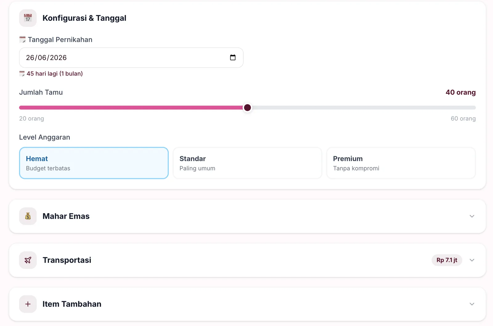 Kalkulator mahar emas dengan harga pasar real-time